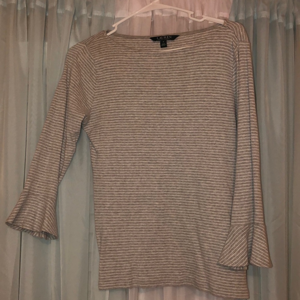 Ralph Lauren gray striped flare sleeve